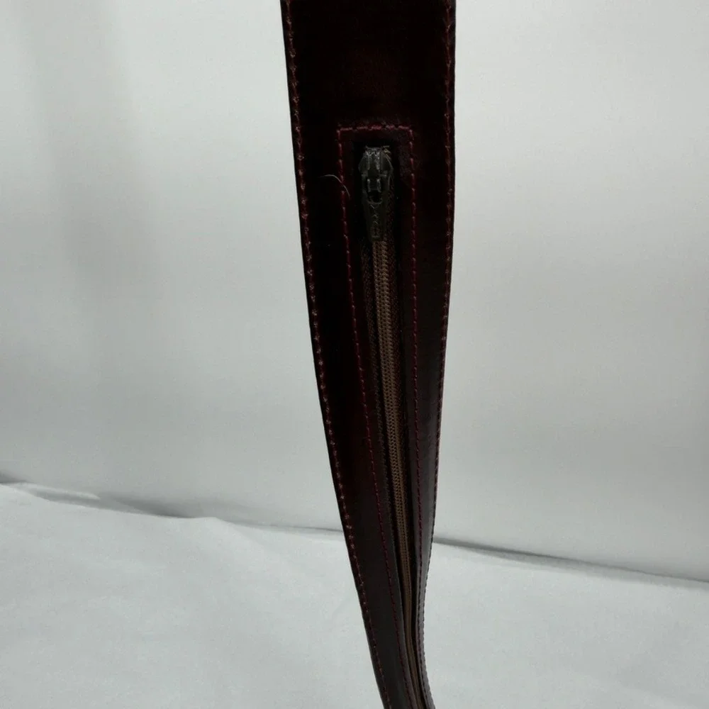 Full Grain Cowhide Brown Leather Money Belt Zipper Secret Pocket Size 36
